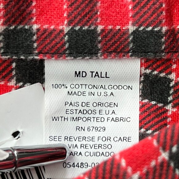 New Red Oak Long Sleeve Button Up Shirt Plaid Flannel Mens Medium Ranch Apparel - Picture 5 of 7